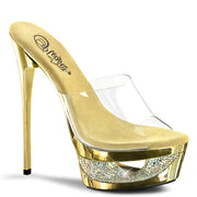Pleaser ECLIPSE-601DM Platform Slide (Clear/Gold Chrome)