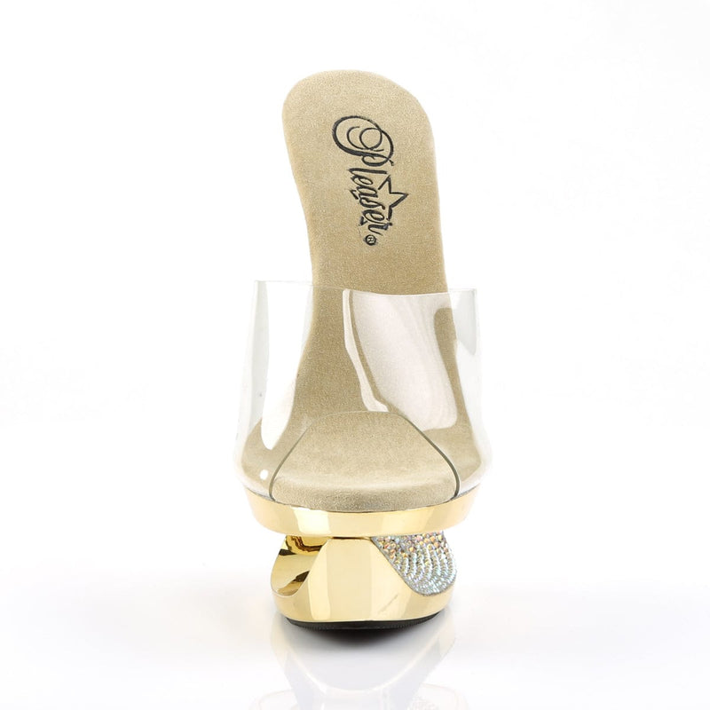 Pleaser ECLIPSE-601DM Platform Slide (Clear/Gold Chrome)