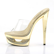 Pleaser ECLIPSE-601DM Platform Slide (Clear/Gold Chrome)