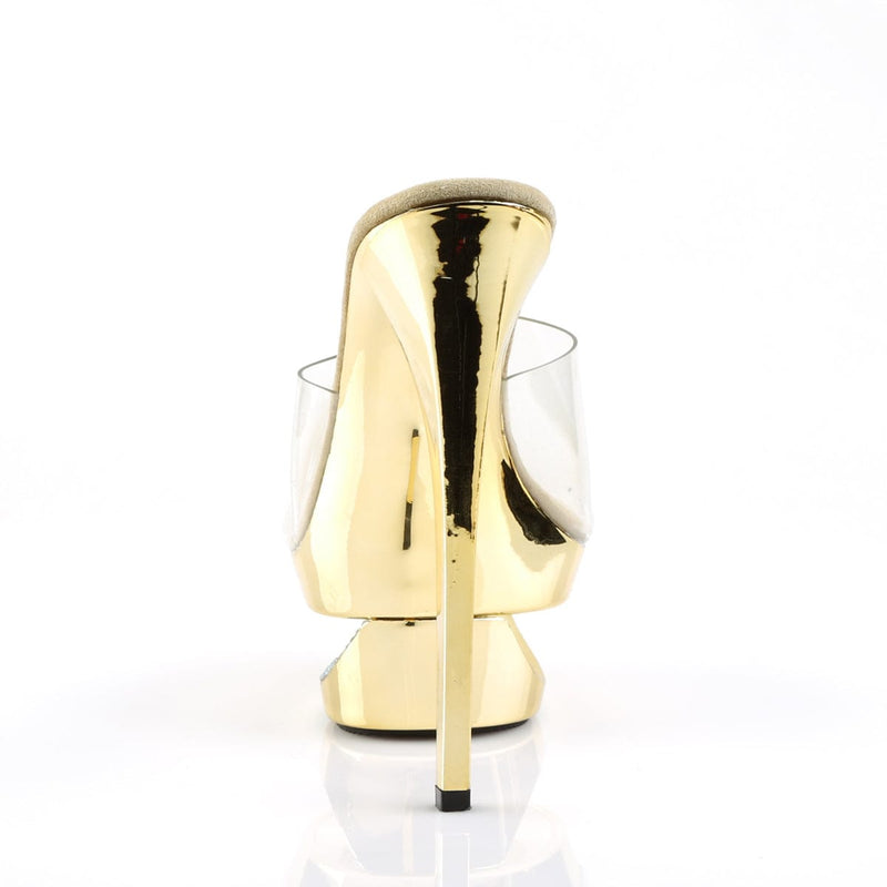 Pleaser ECLIPSE-601DM Platform Slide (Clear/Gold Chrome)
