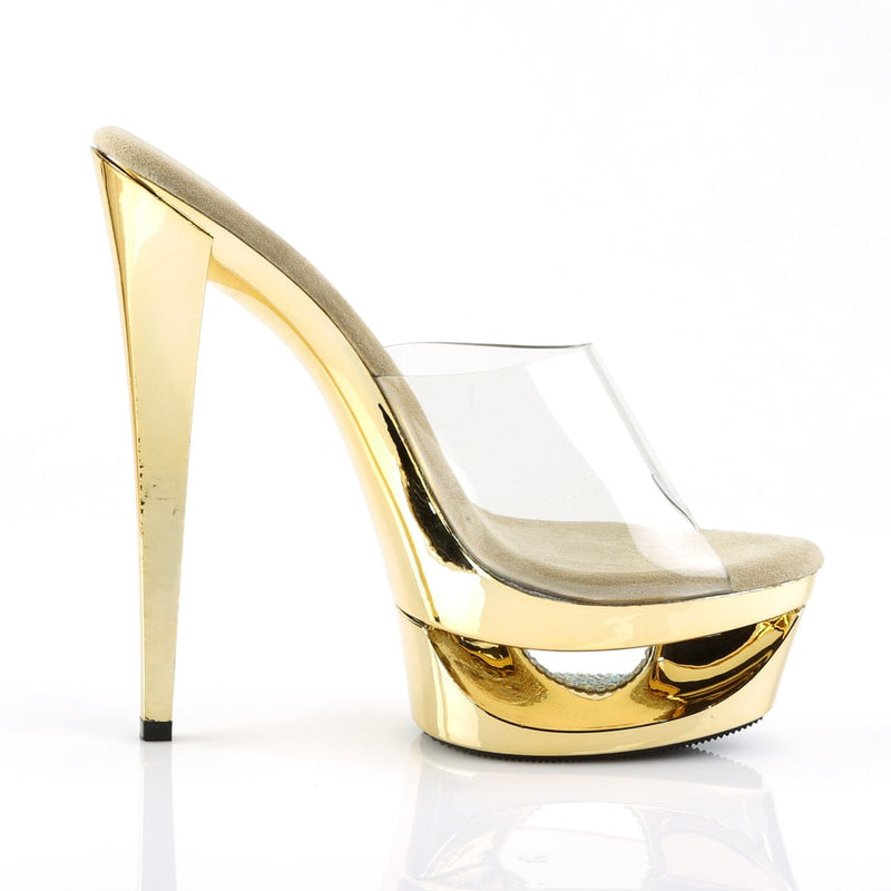 Pleaser ECLIPSE-601DM Platform Slide (Clear/Gold Chrome)