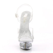 Pleaser ECLIPSE-608GT Clear/Silver Multi Glitter-Clear