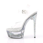 Pleaser ECLIPSE-608GT Clear/Silver Multi Glitter-Clear