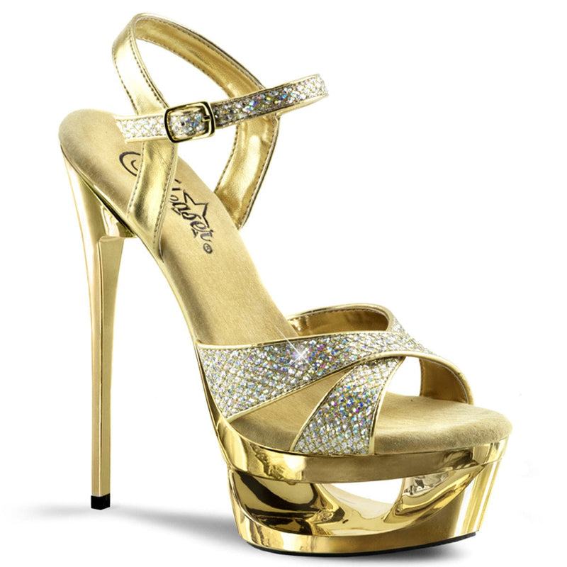 Pleaser ECLIPSE-619G Platform Sandal (Gold Multi Glitter/Gold Chrome)