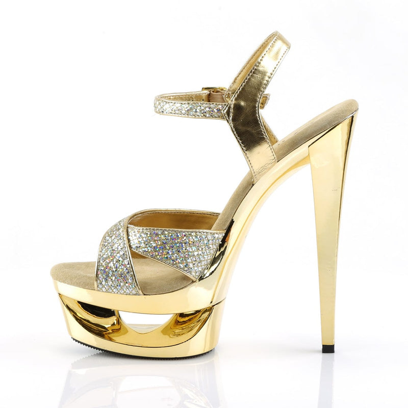 Pleaser ECLIPSE-619G Platform Sandal (Gold Multi Glitter/Gold Chrome)
