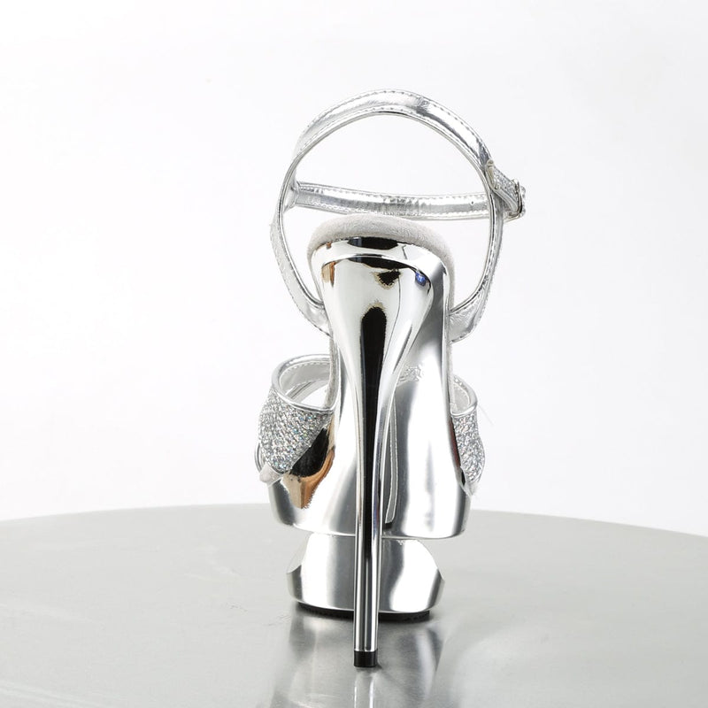 Pleaser ECLIPSE-619G Platform Sandal (Silver Multi Glitter/Silver Chrome)