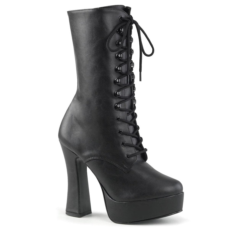 Pleaser ELECTRA-1020 Platform Ankle Boot (Black Faux Leather/Black Matte)