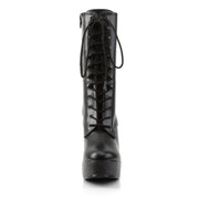 Pleaser ELECTRA-1020 Platform Ankle Boot (Black Faux Leather/Black Matte)