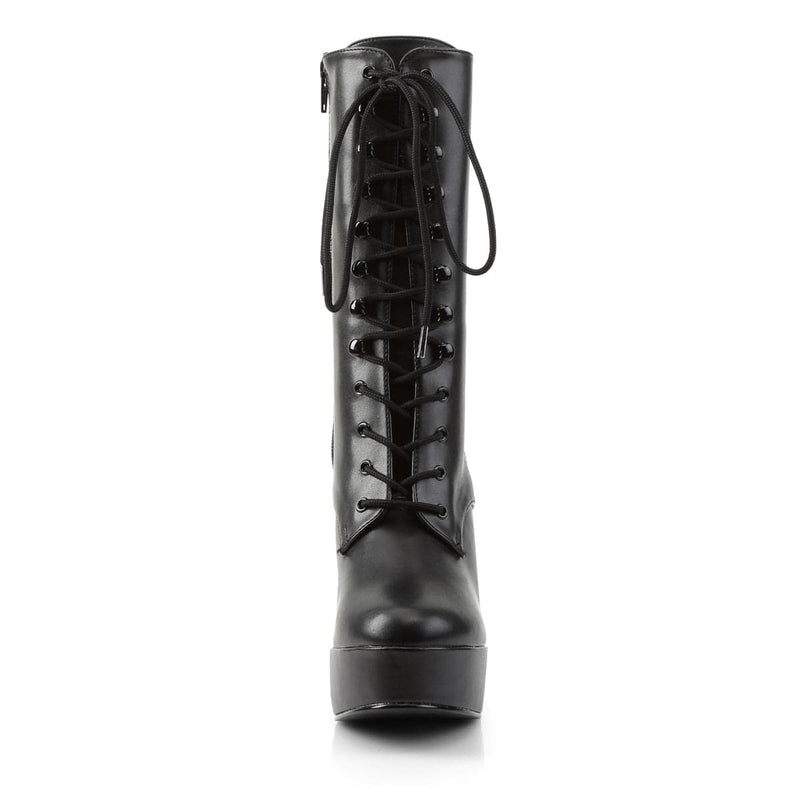 Pleaser ELECTRA-1020 Platform Ankle Boot (Black Faux Leather/Black Matte)