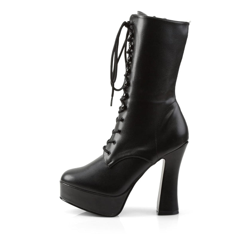 Pleaser ELECTRA-1020 Platform Ankle Boot (Black Faux Leather/Black Matte)