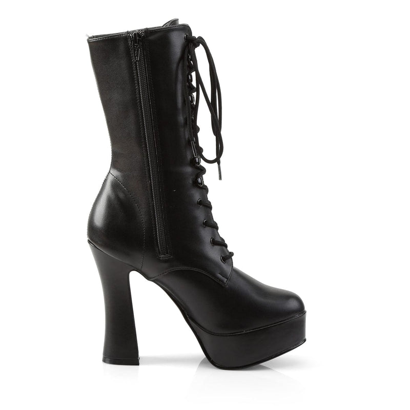 Pleaser ELECTRA-1020 Platform Ankle Boot (Black Faux Leather/Black Matte)