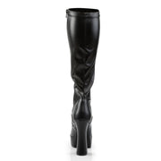 Pleaser ELECTRA-2000Z Platform Knee High Boot (Black Stretch Faux Leather)