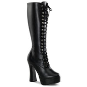 Pleaser ELECTRA-2020 Platform Knee High Boot (Black Faux Leather) 6