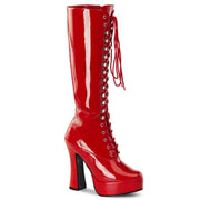 Pleaser ELECTRA-2020 Platform Knee High Boot (Red Patent) 6
