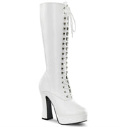 Pleaser ELECTRA-2020 Platform Knee High Boot (White Faux Leather) 6