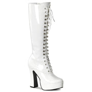 Pleaser ELECTRA-2020 Platform Knee High Boot (White Patent) 6