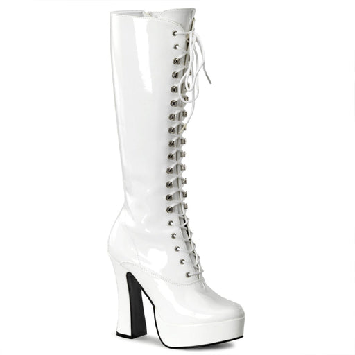 Pleaser ELECTRA-2020 Platform Knee High Boot (White Patent) 6