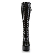 Pleaser ELECTRA-2023 Platform Knee High Boot (Black Stretch Patent)