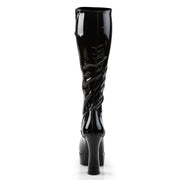 Pleaser ELECTRA-2023 Platform Knee High Boot (Black Stretch Patent)