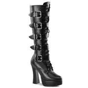 Pleaser ELECTRA-2042 Platform Knee High Boot (Black Faux Leather)