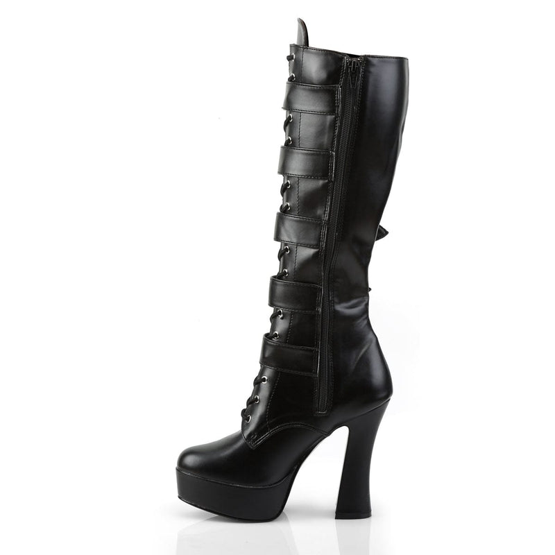 Pleaser ELECTRA-2042 Platform Knee High Boot (Black Faux Leather)