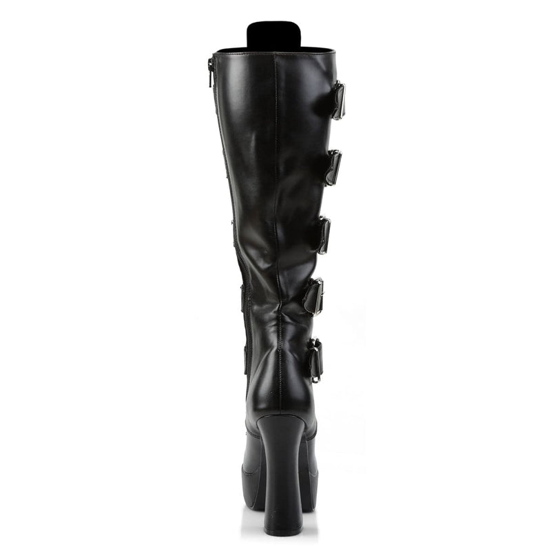Pleaser ELECTRA-2042 Platform Knee High Boot (Black Faux Leather)