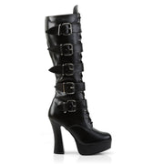 Pleaser ELECTRA-2042 Platform Knee High Boot (Black Faux Leather)