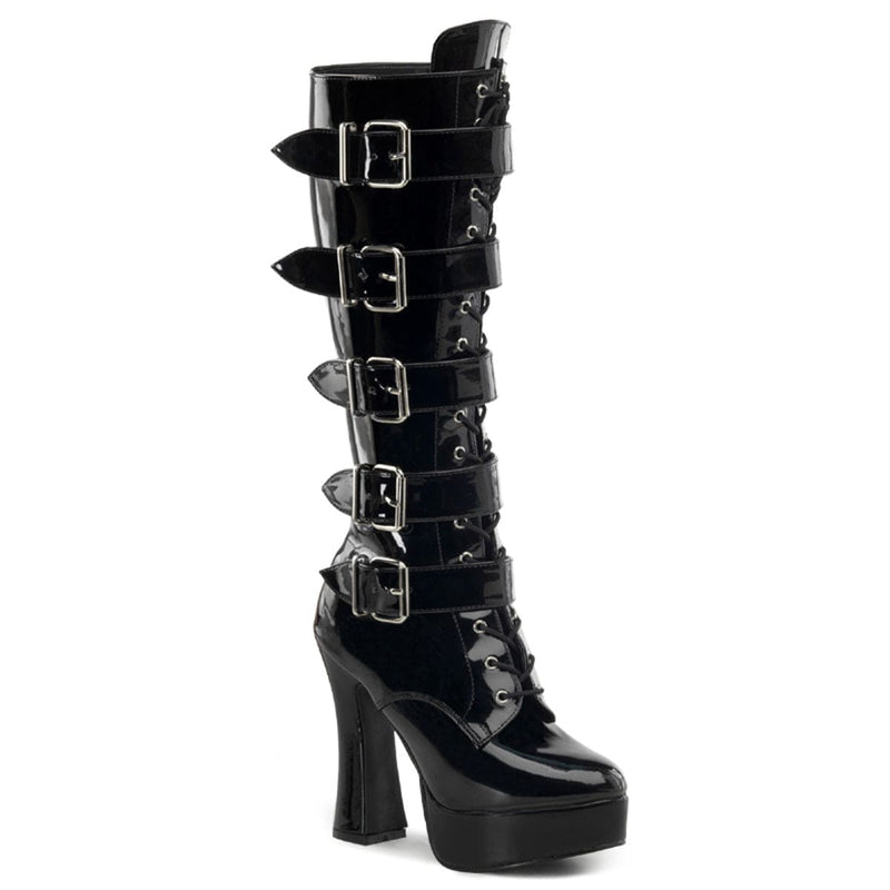 Pleaser ELECTRA-2042 Platform Knee High Boot (Black Patent)