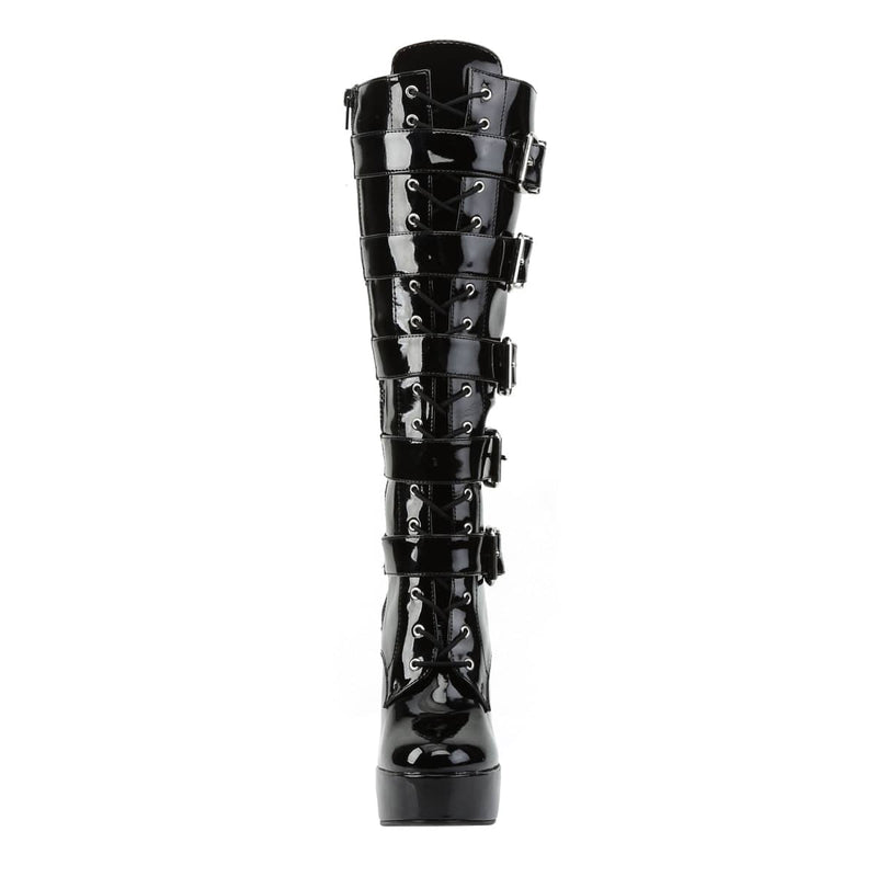 Pleaser ELECTRA-2042 Platform Knee High Boot (Black Patent)