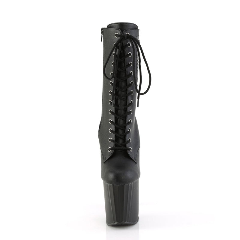 Pleaser ENCHANT-1040PK Platform Ankle Boot (Black Faux Le/Black Matte)