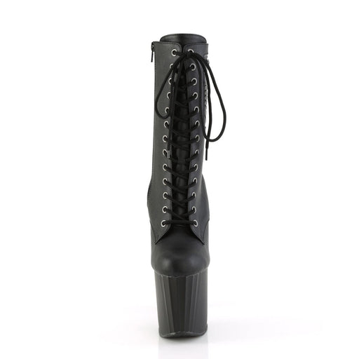 Pleaser ENCHANT-1040PK Platform Ankle Boot (Black Faux Le/Black Matte)