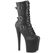 Pleaser ENCHANT-1043 Platform Ankle Boot (Black Faux Le/Black Matte)