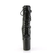 Pleaser ENCHANT-1043 Platform Ankle Boot (Black Faux Le/Black Matte)