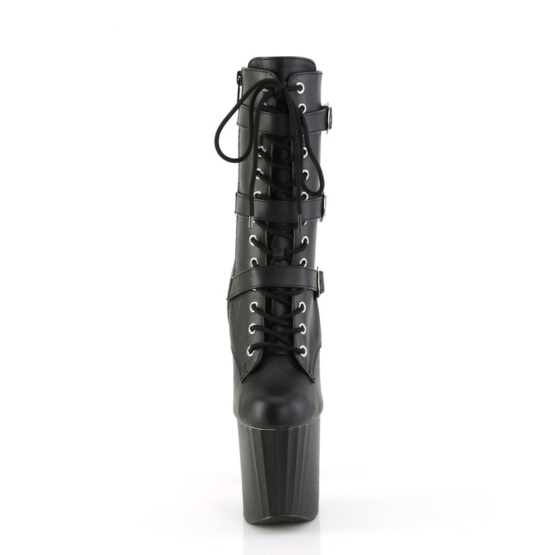 Pleaser ENCHANT-1043 Platform Ankle Boot (Black Faux Le/Black Matte)