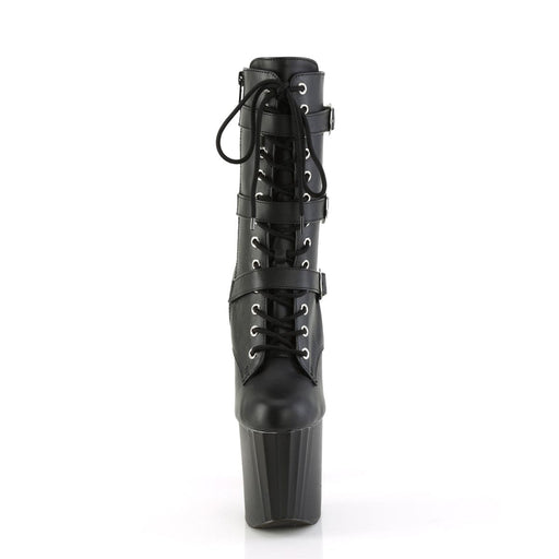 Pleaser ENCHANT-1043 Platform Ankle Boot (Black Faux Le/Black Matte)