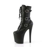 Pleaser ENCHANT-1043 Platform Ankle Boot (Black Faux Le/Black Matte)