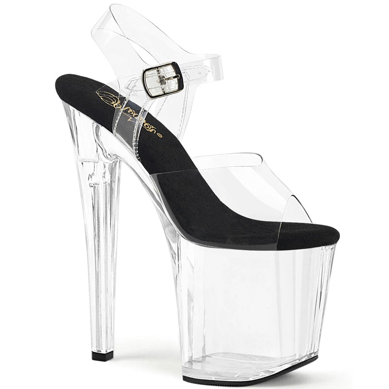 Pleaser ENCHANT-708 Platform Sandal (Clear-Black/Clear) 5