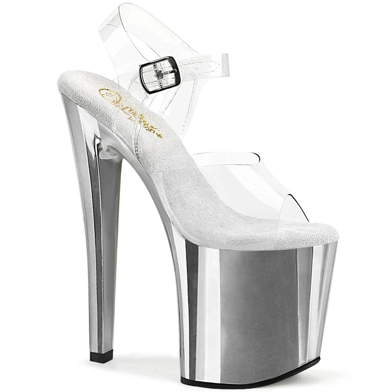 Pleaser ENCHANT-708 Platform Sandal (Clear/Silver Chrome) 5