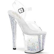 Pleaser ENCHANT-708AQUA-04 Platform Sandal (Clear/Clear-Silver Multi Glitter) 5