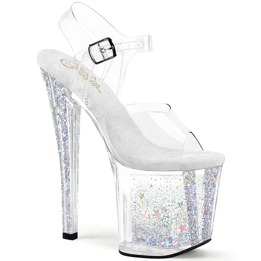Pleaser ENCHANT-708AQUA-04 Platform Sandal (Clear/Clear-Silver Multi Glitter) 5