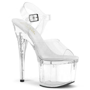 Pleaser ESTEEM-708 Platform Sandal (Clear/Clear) 5