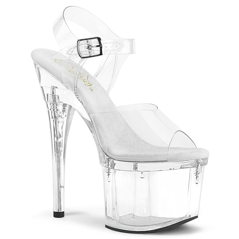 Pleaser ESTEEM-708 Platform Sandal (Clear/Clear) 5