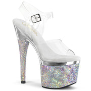 Pleaser ESTEEM-708DM Platform Sandal (Clear/Silver Chrome-Silver AB Rhinestone) 5