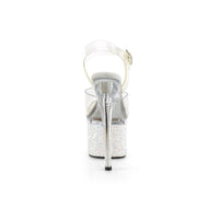 Pleaser ESTEEM-708LG Platform Sandal (Clear/Clear-White Multi Glitter)