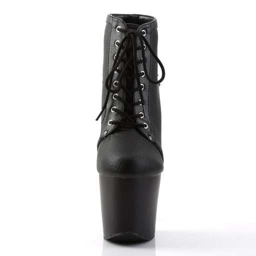 Pleaser FEARLESS-700-28 Platform Ankle Boot (Black Faux Leather/Black Matte)