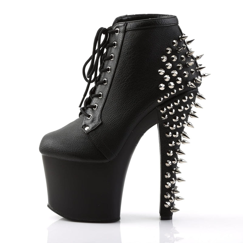 Pleaser FEARLESS-700-28 Platform Ankle Boot (Black Faux Leather/Black Matte)