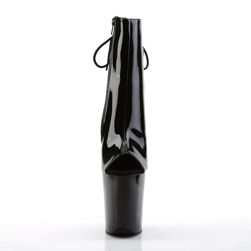 Pleaser FLAMINGO-1018 Platform Ankle Boot (Black Patent/Black)