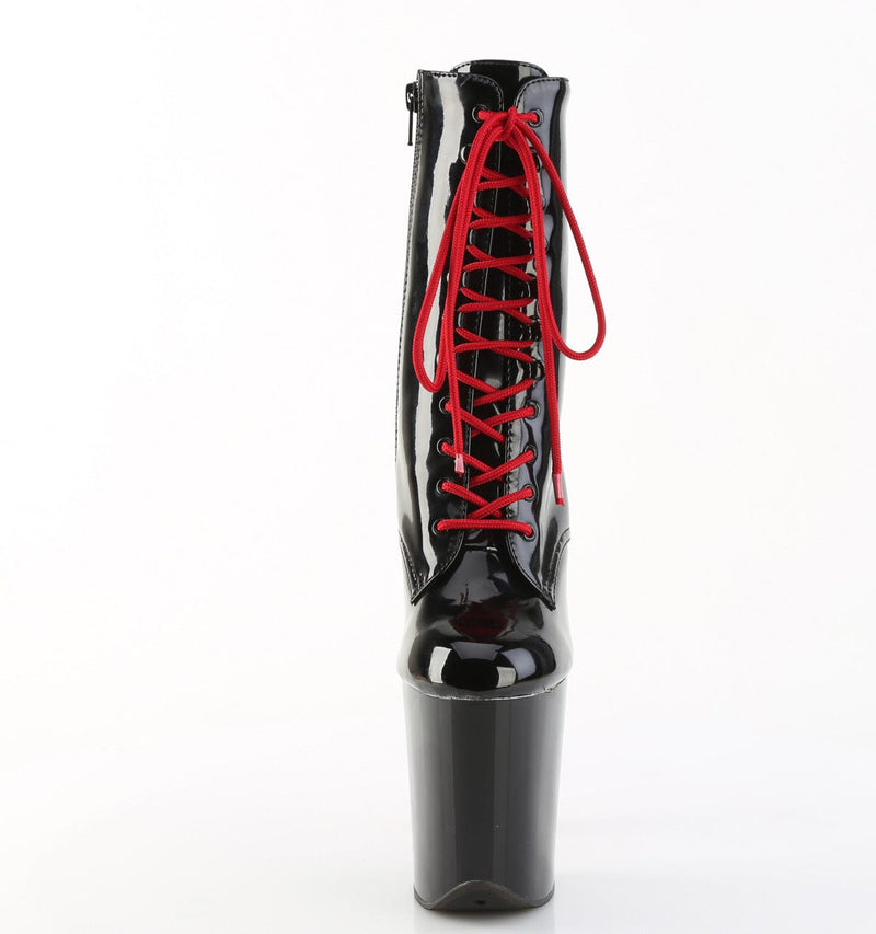 Pleaser FLAMINGO-1020 Platform Ankle Boot (Black Patent/Black-Red)