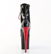 Pleaser FLAMINGO-1020 Platform Ankle Boot (Black Patent/Black-Red)