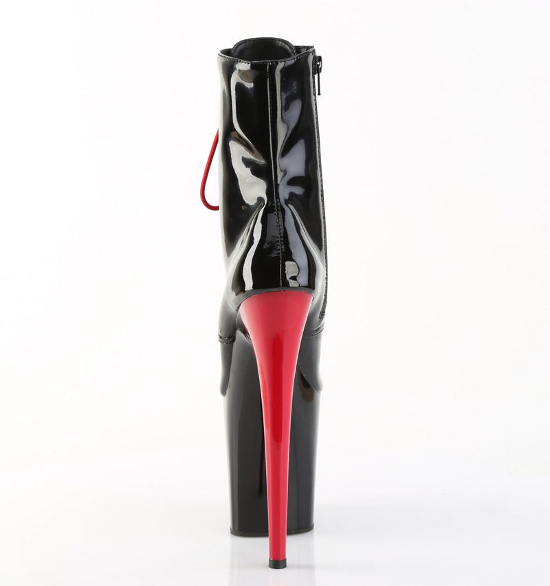 Pleaser FLAMINGO-1020 Platform Ankle Boot (Black Patent/Black-Red)